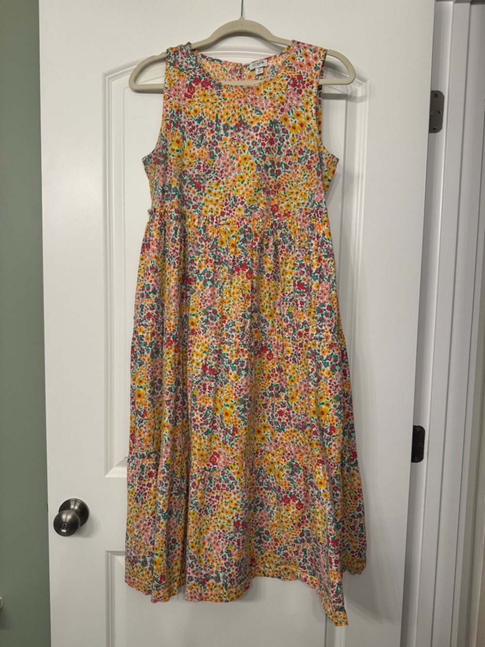J. Crew Yellow Floral Sleeveless Midi Dress